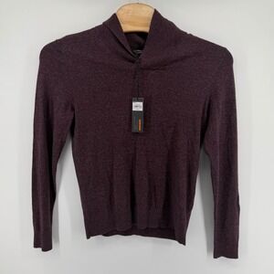 Marc Anthony Men Medium Burgundy Shawl Collar Merino Wool Cashmere Blend Sweater